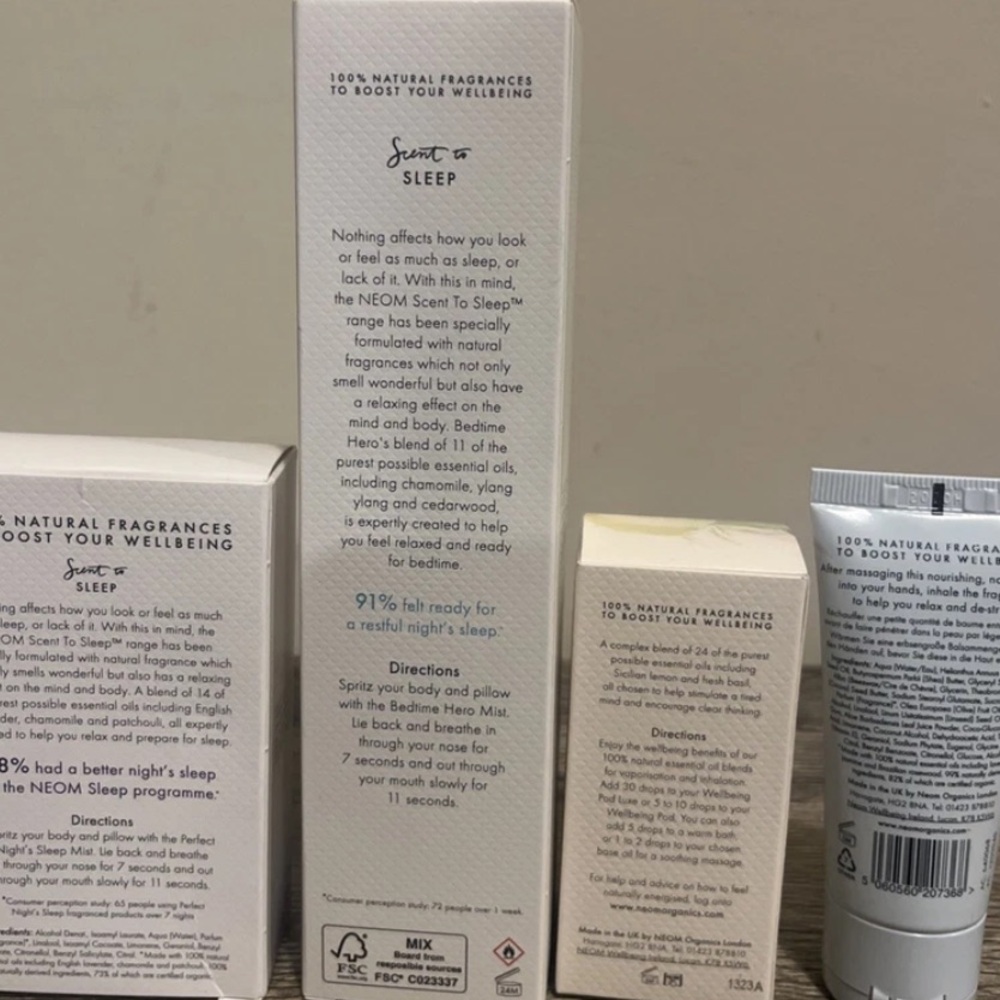 NEW In Box Bundle NEOM 4 Piece Set Mist, Oil, Lotion - Picture 2 of 2
